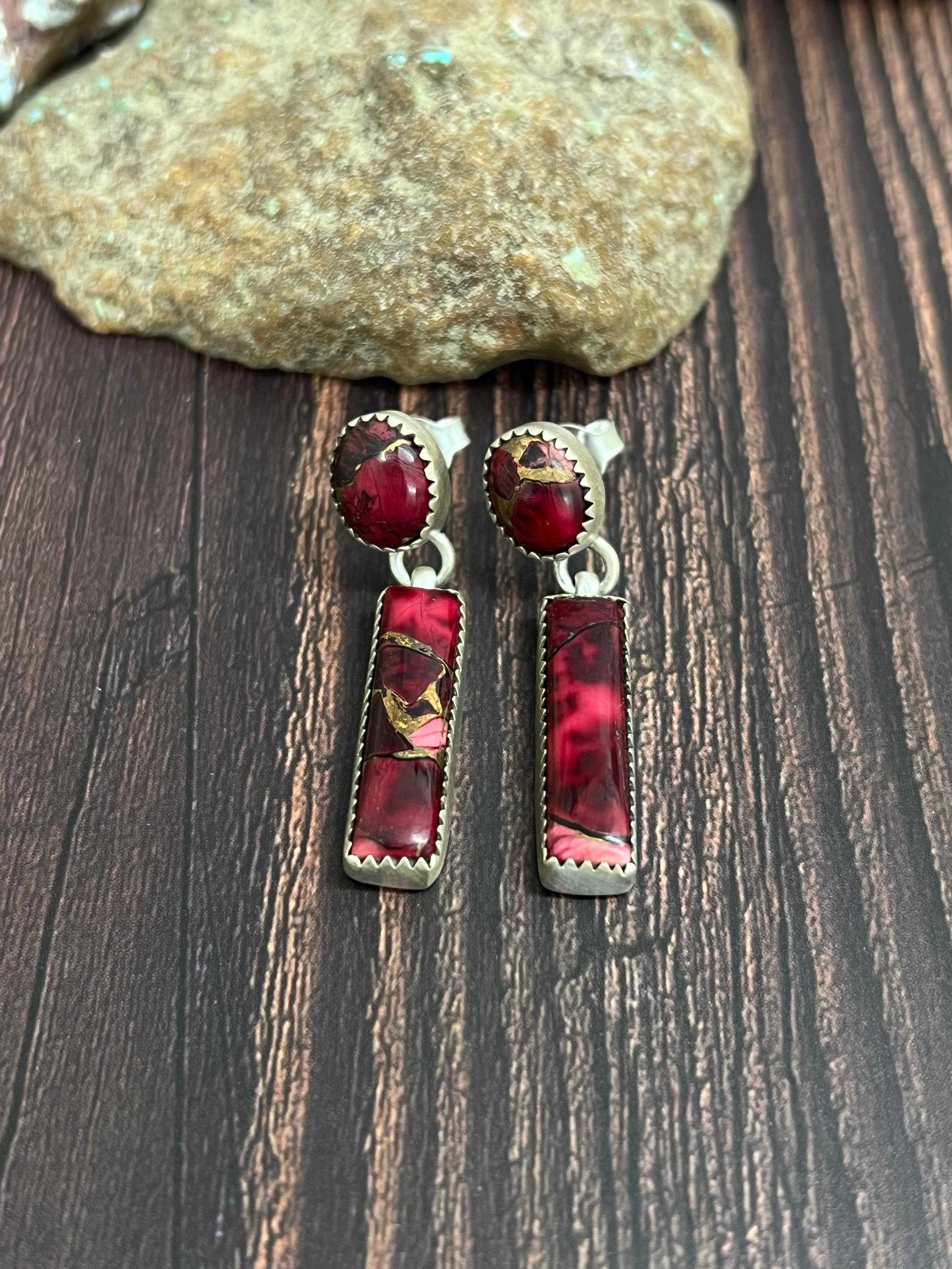 Handmade Sterling Silver Dahlia Rose Post Studs with Signed Nizhoni