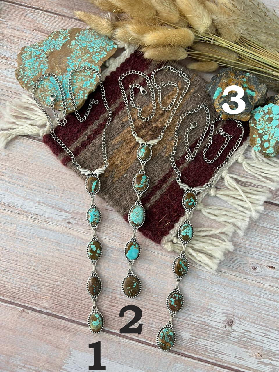 Handmade Sterling Silver Number 8 Turquoise Drop Necklace "Signed Nizhoni"