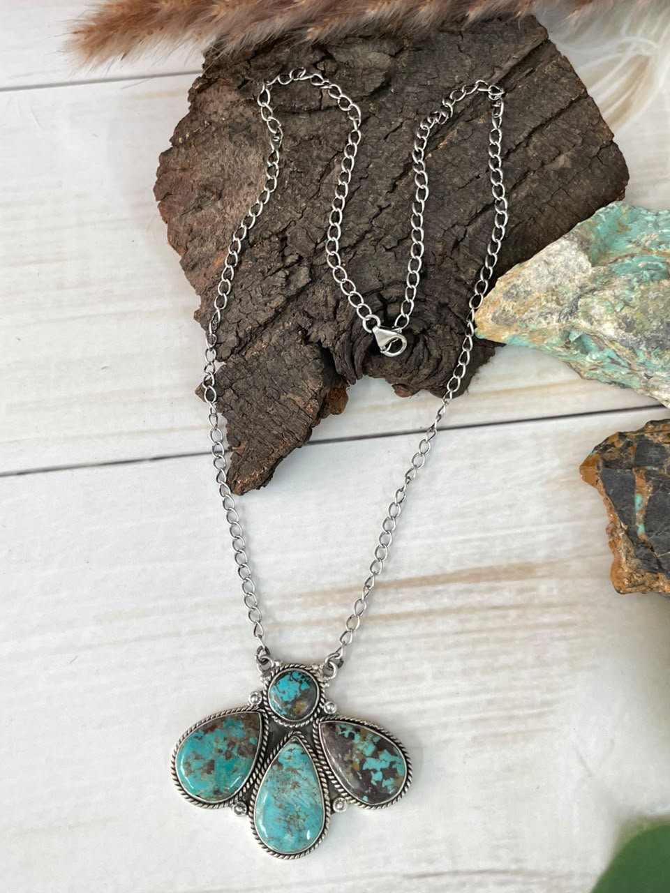 Handmade Sterling Silver Crimson Cowgirl Turquoise Collection: Necklace Signed Nizhoni
