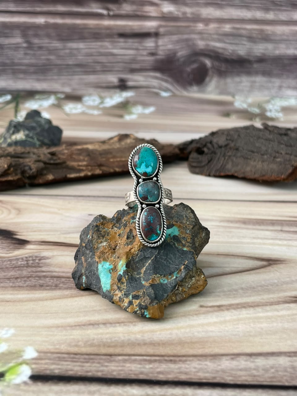 Handmade Sterling Silver Gem Silica Collection: Adjustable Ring Signed Nizhoni