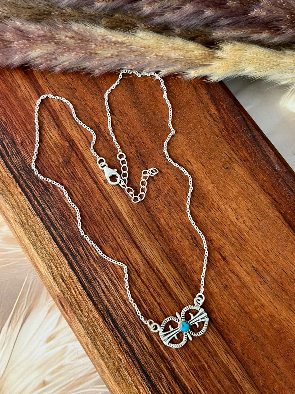 Handmade Sterling Silver Kingman Turquoise Necklace Signed Nizhoni