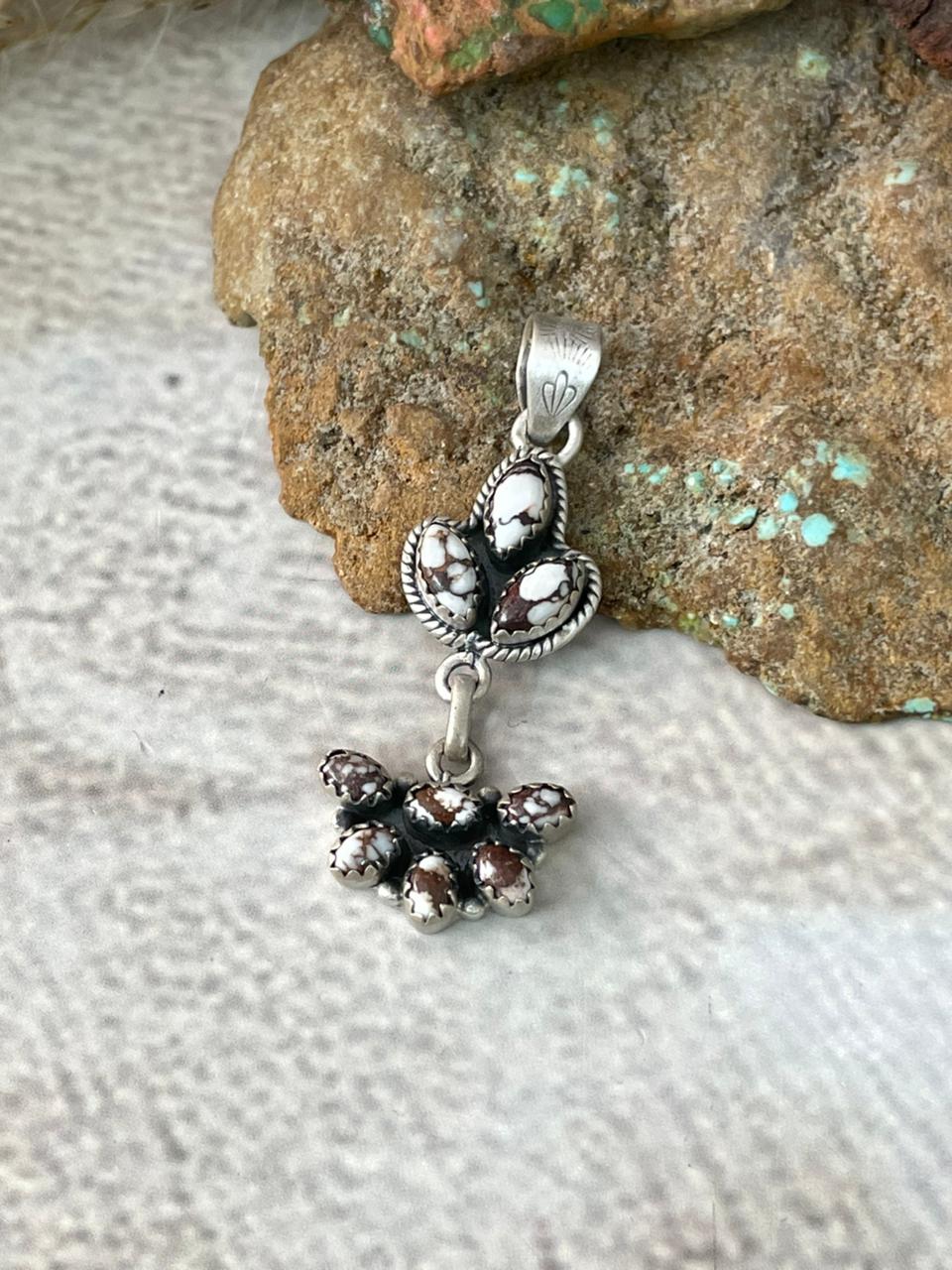 Handmade Sterling Silver Wildhorse Magnesite Pendant "Signed Nizhoni"