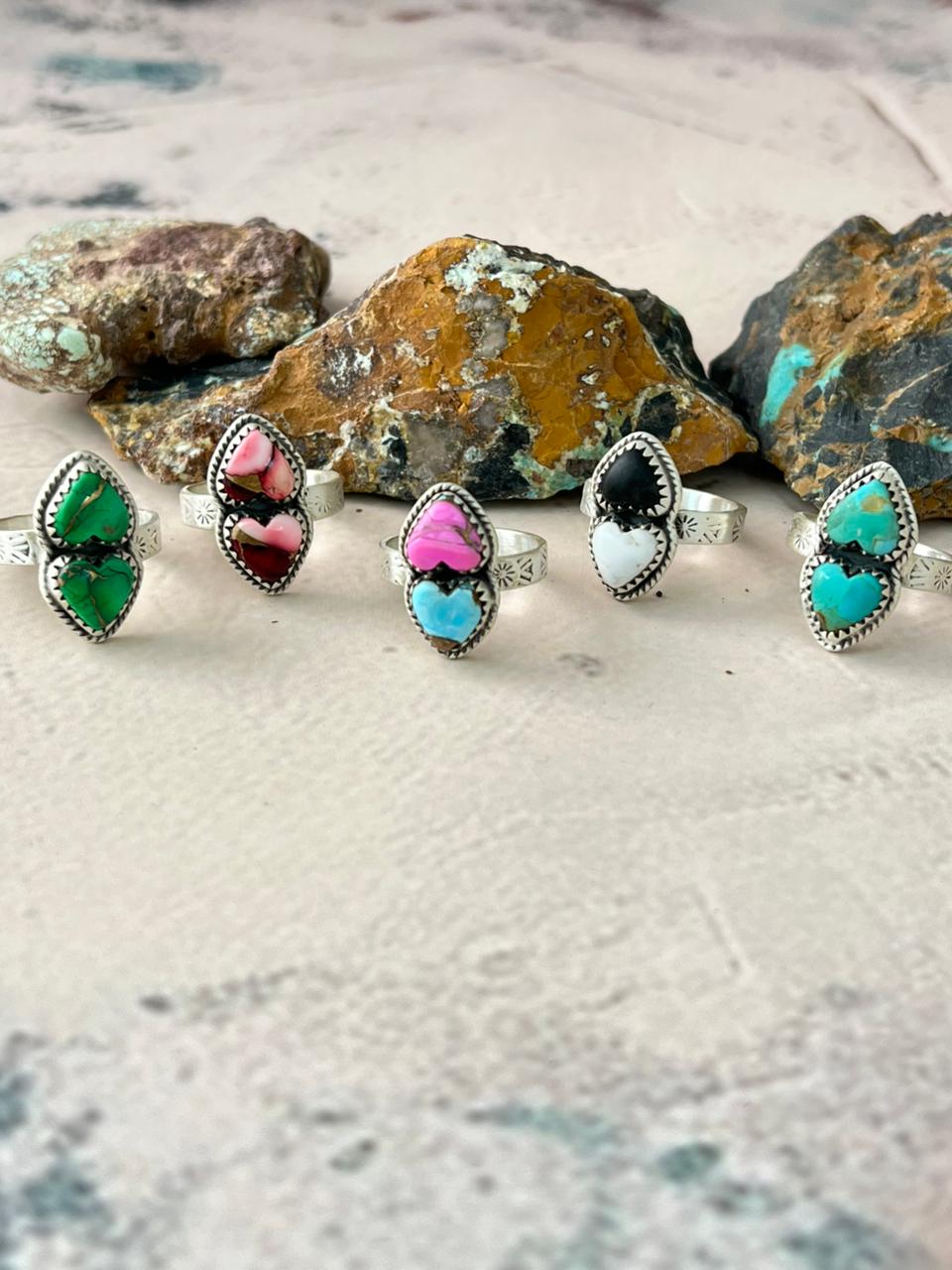 Handmade Sterling Silver Multi Stone Adjustable Ring "Signed Nizhoni"