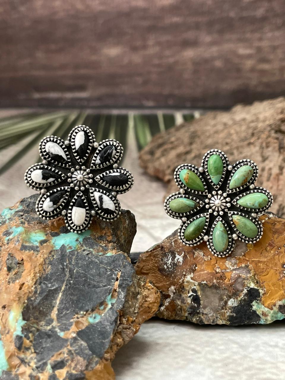 Handmade Sterling Silver Kingman, White Buffalo Adjustable Ring "Signed Nizhoni"