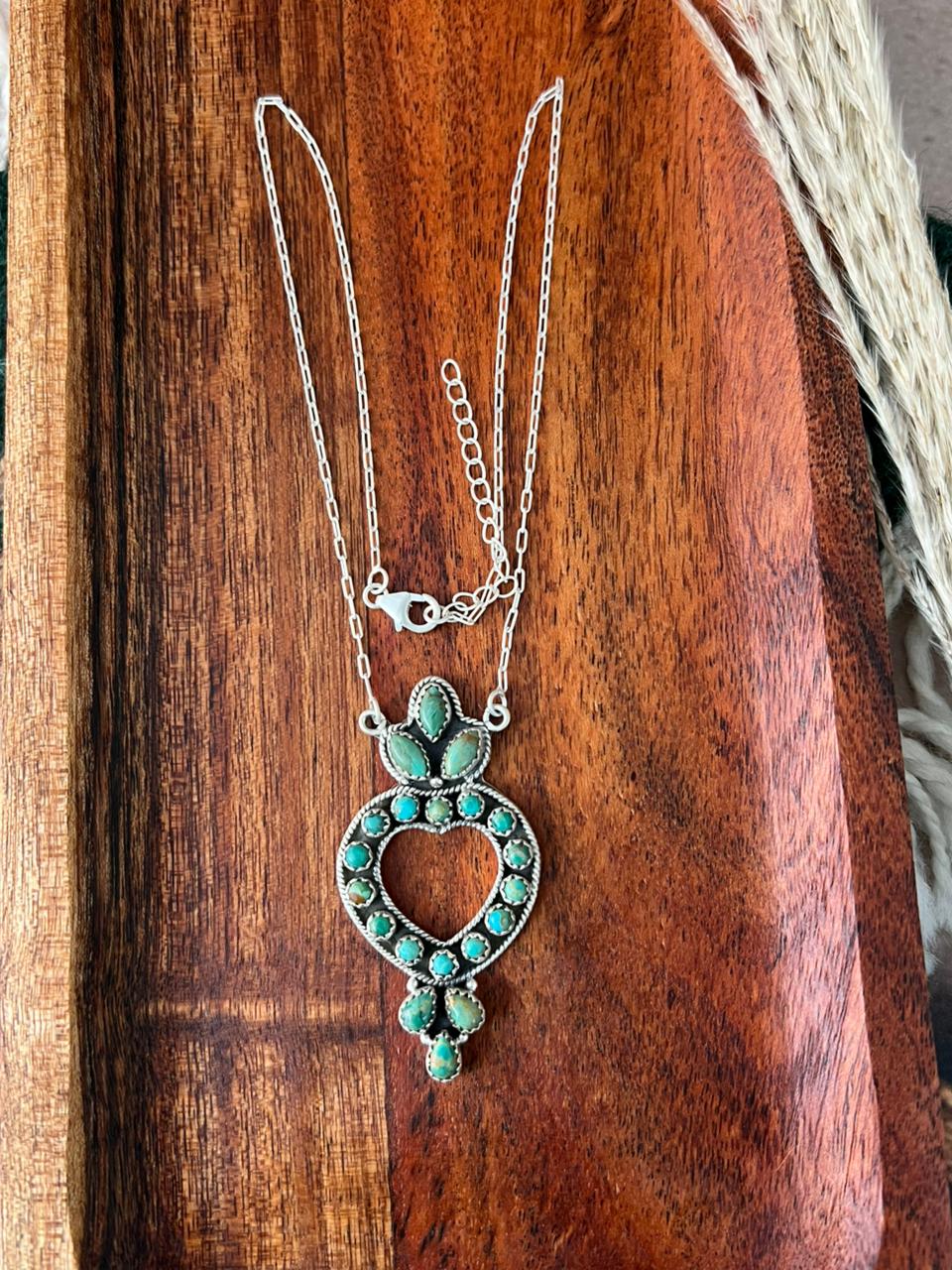 Handmade Sterling Silver Kingman Turquoise Necklace "Signed Nizhoni"