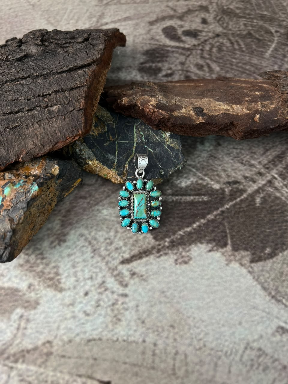 Handmade Sterling Silver Kingman Turquoise Pendant Signed Nizhoni
