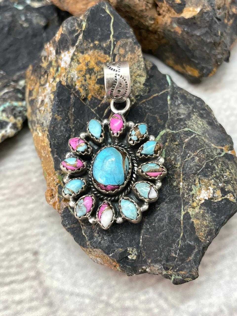 Handmade Sterling Silver Cotton Candy Pendant "Signed Nizhoni"