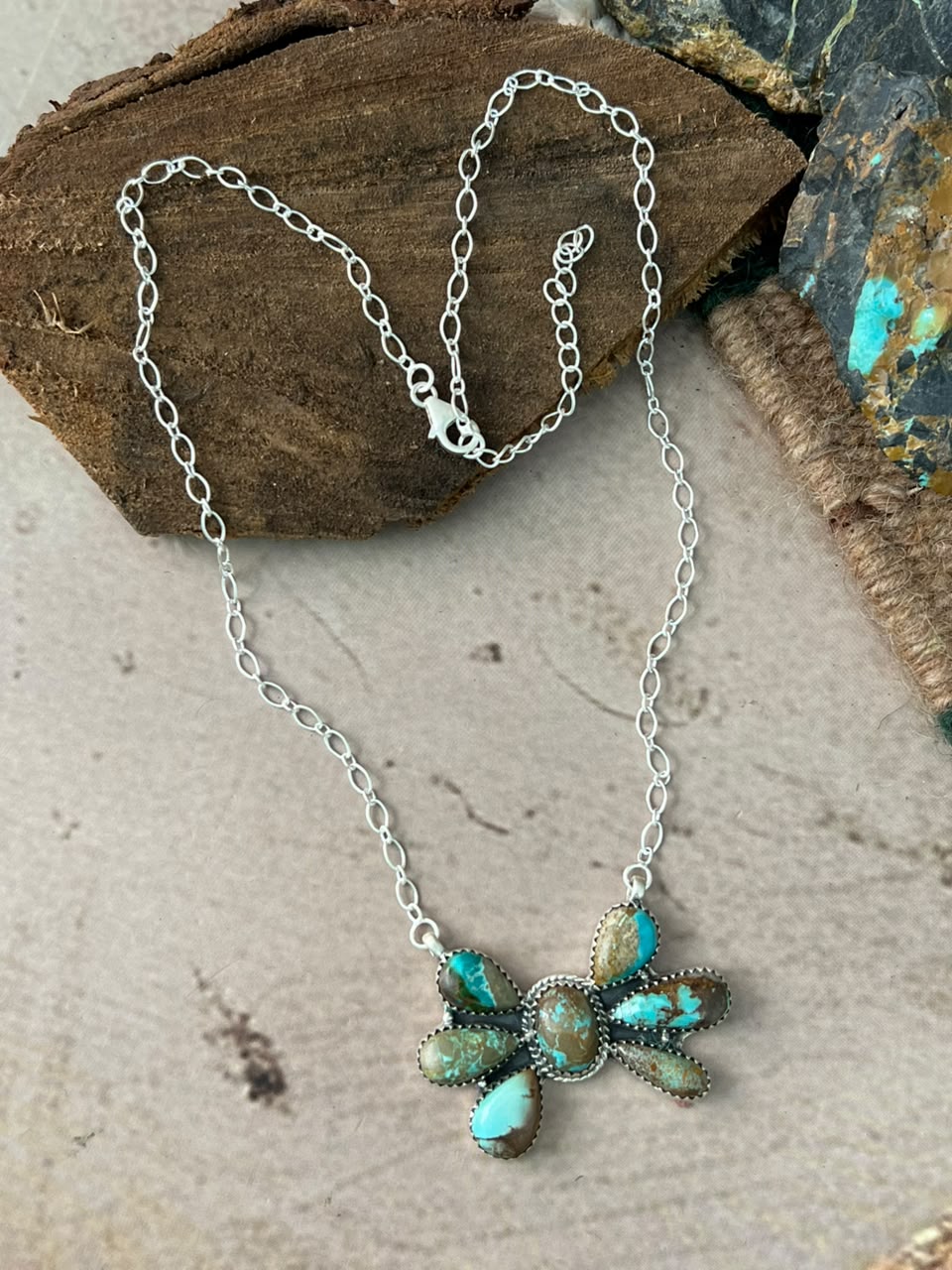 Handmade Sterling Silver Royston Turquoise Necklace Signed Nizhoni