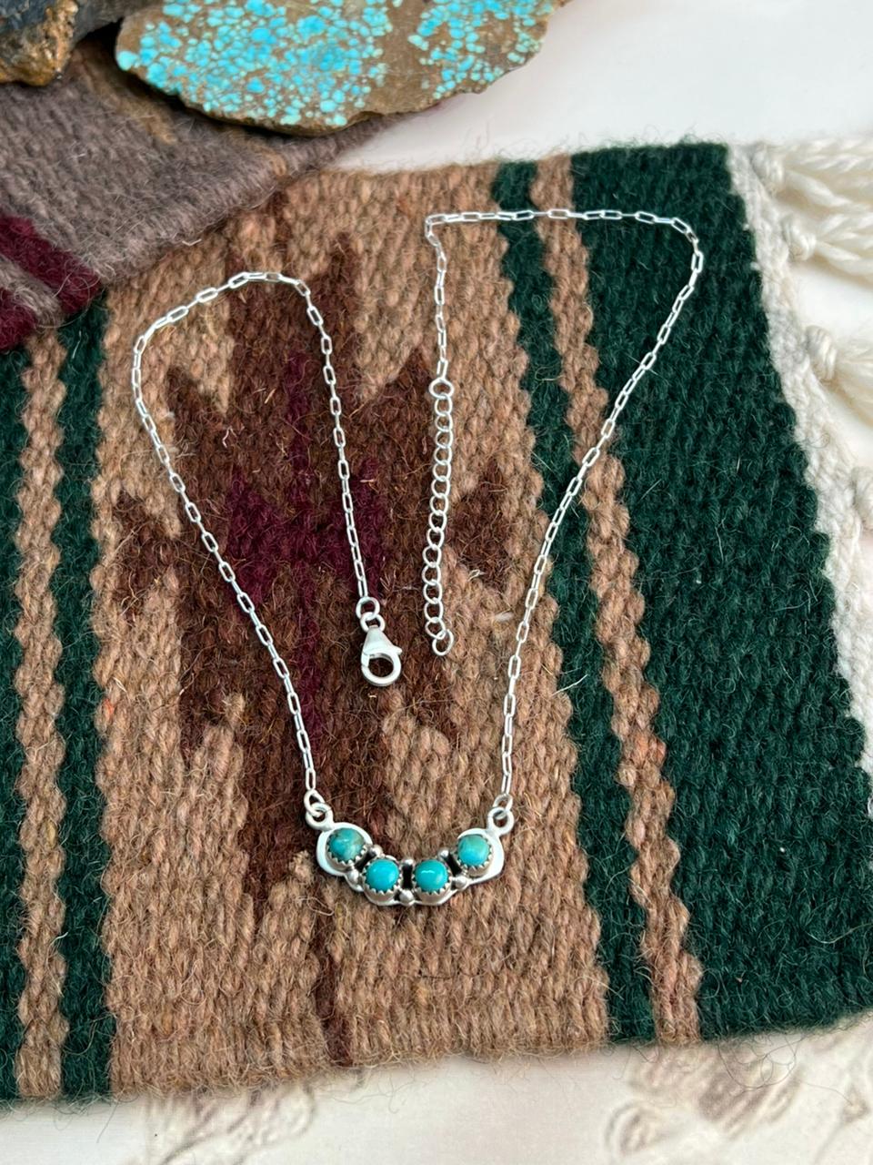 Handmade Sterling Silver Kingman Turquoise Necklace "Signed Nizhoni"