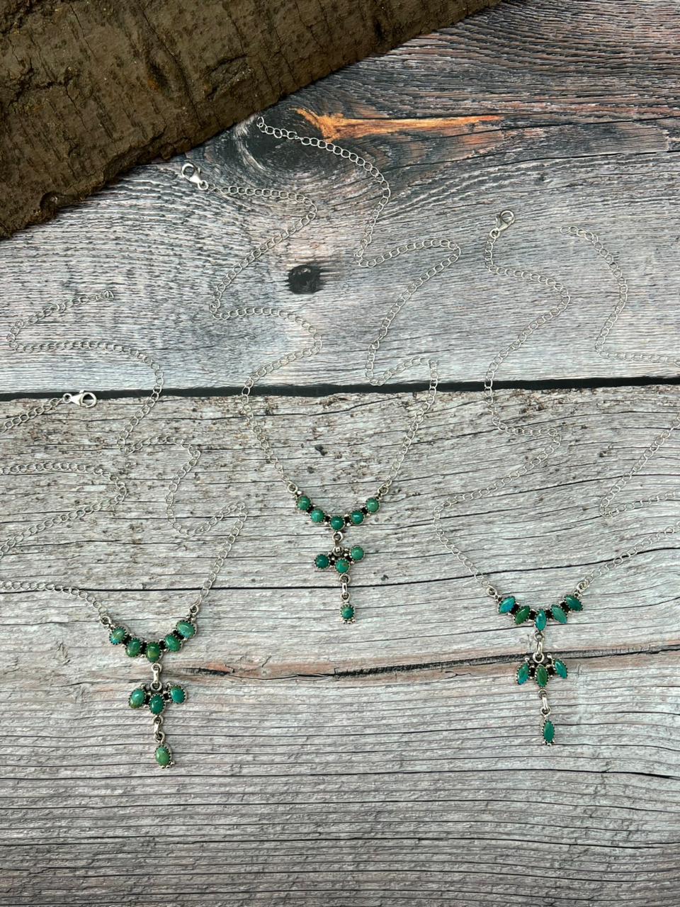 Handmade Sterling Silver Kingman Turquoise Necklace "Signed Nizhoni"