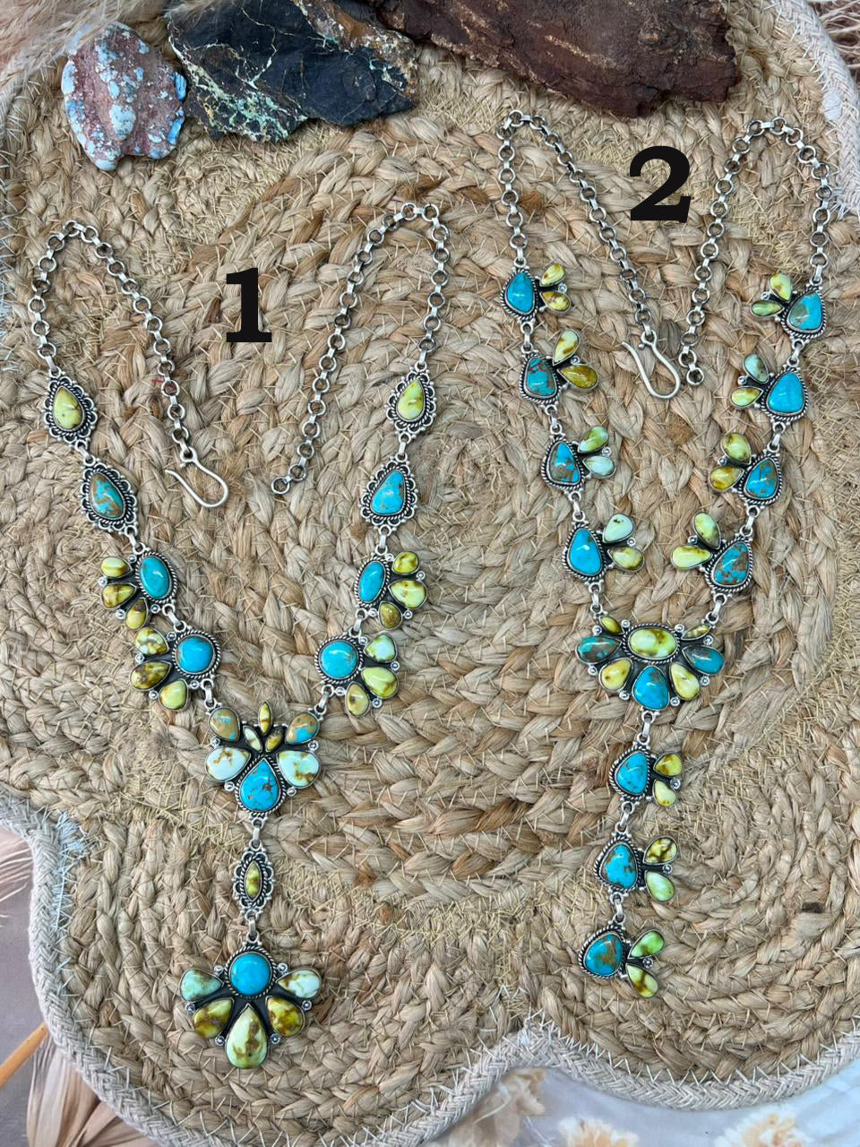 Handmade Sterling Silver Santa Maria with Palomino Turquoise Necklace "Signed Nizhoni"