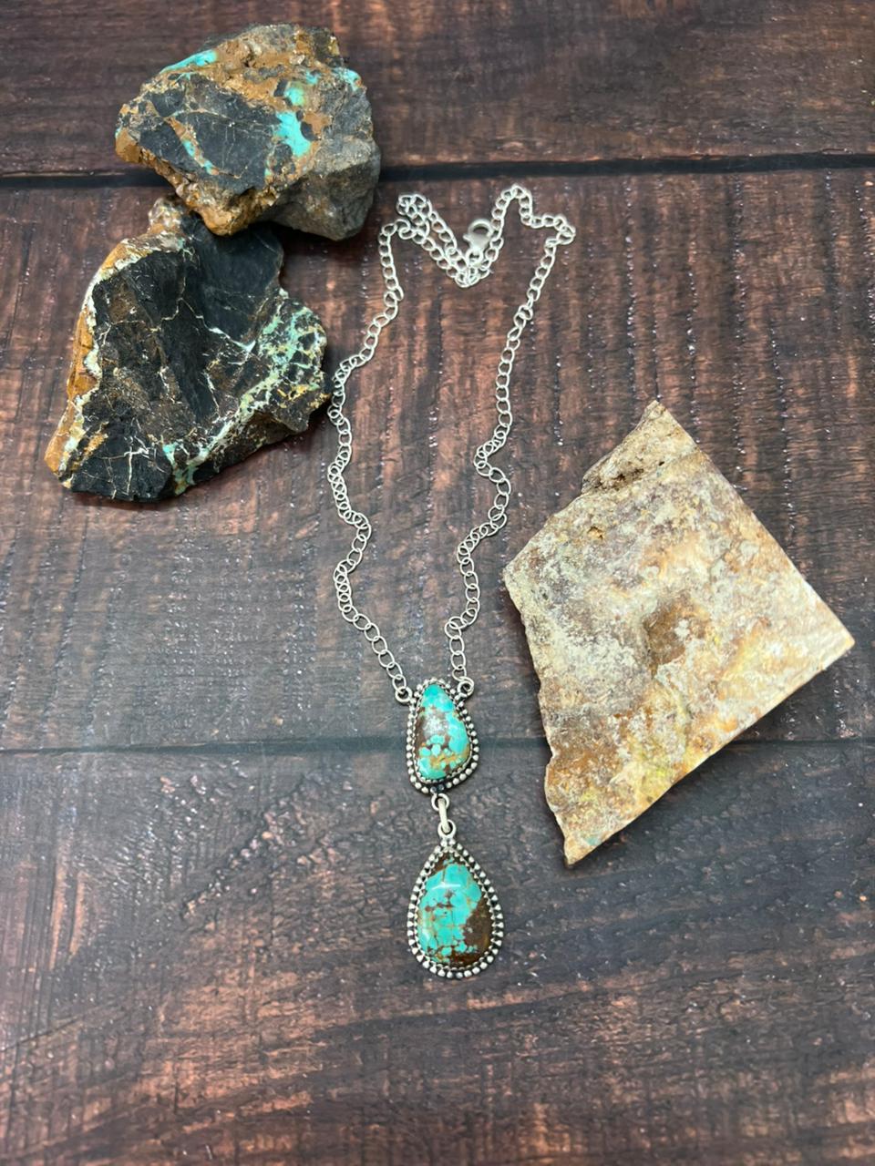 Handmade Sterling Silver Mantis Turquoise Necklace "Signed Nizhoni"
