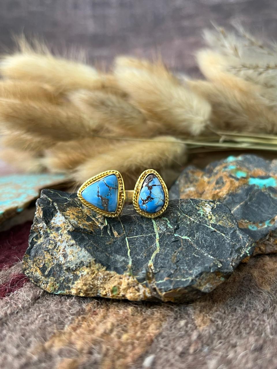 “The Golden Collection” Natural Golden Hills Turquoise Adjustable Ring