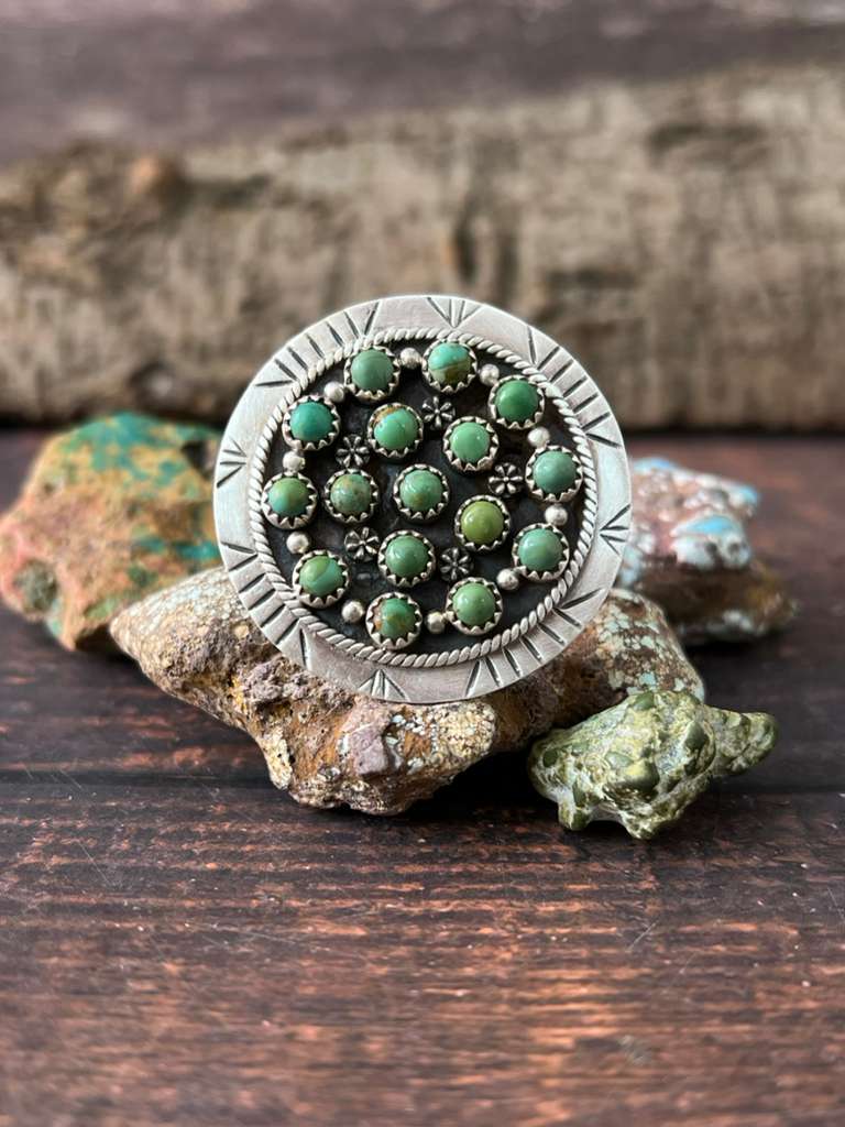 Handmade Sterling Silver Kingman Turquoise Adjustable Rings "Signed Nizhoni"