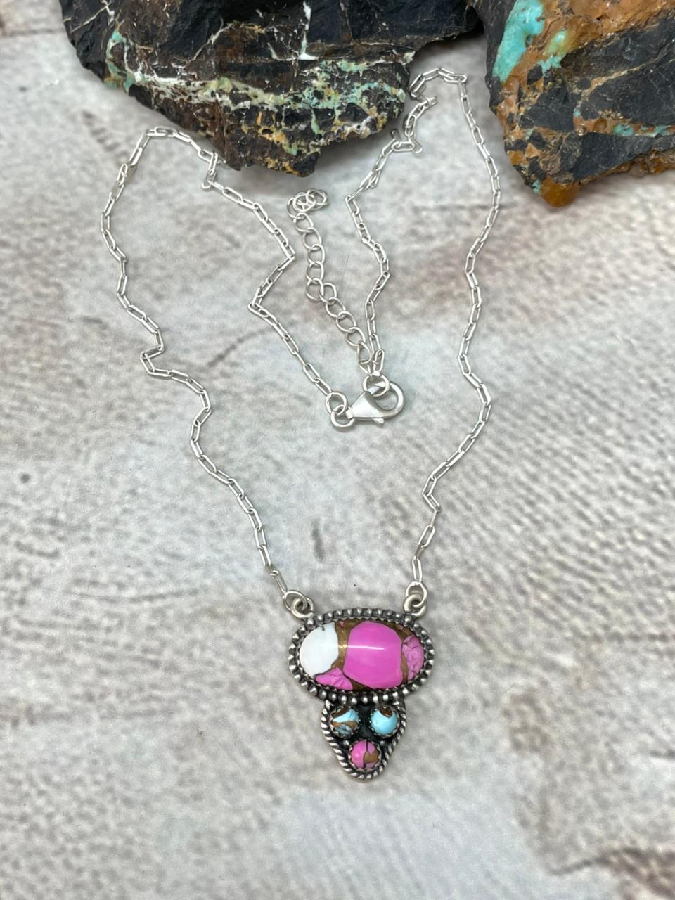 Handmade Sterling Silver Cotton Candy Necklace "Signed Nizhoni"