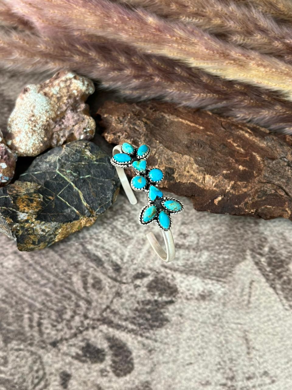 Handmade Sterling Silver Kingman Turquoise Bracelet "Signed Nizhoni"