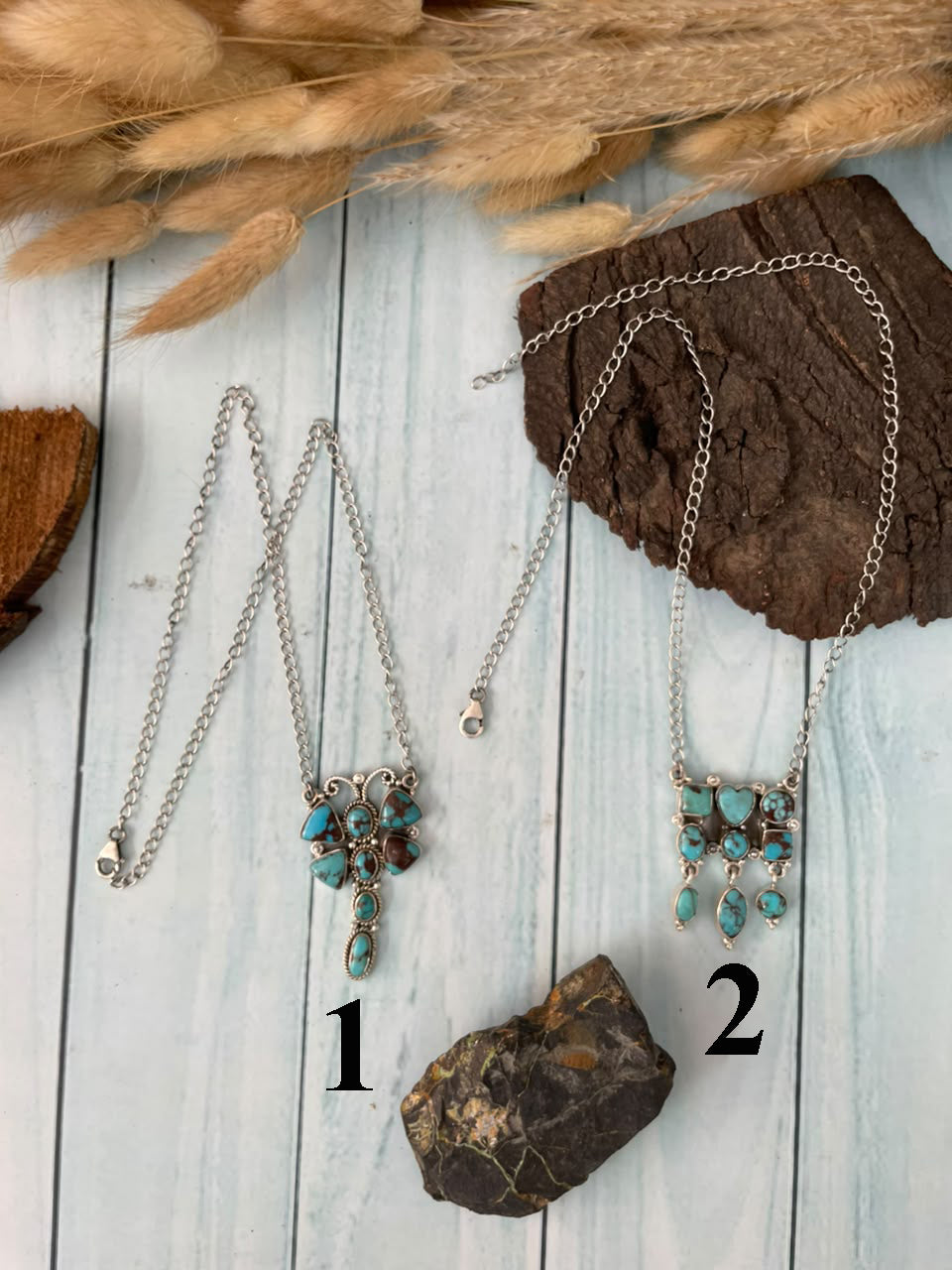 Handmade Sterling Silver Egyptian Turquoise Collection: Necklace Signed Nizhoni