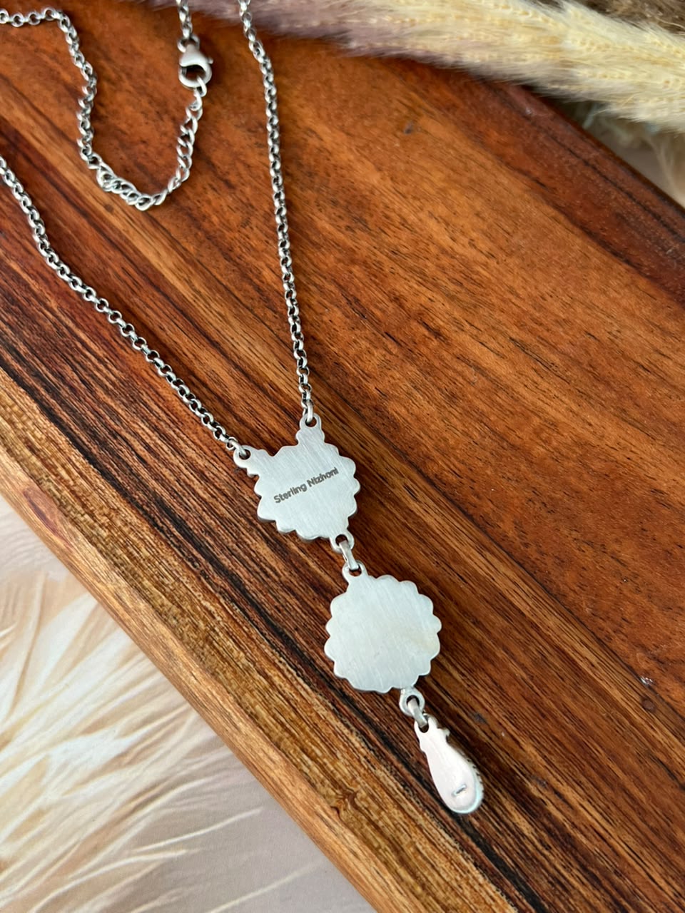 Handmade Sterling Silver Kingman Turquoise with Cotton Candy Signed Nizhoni