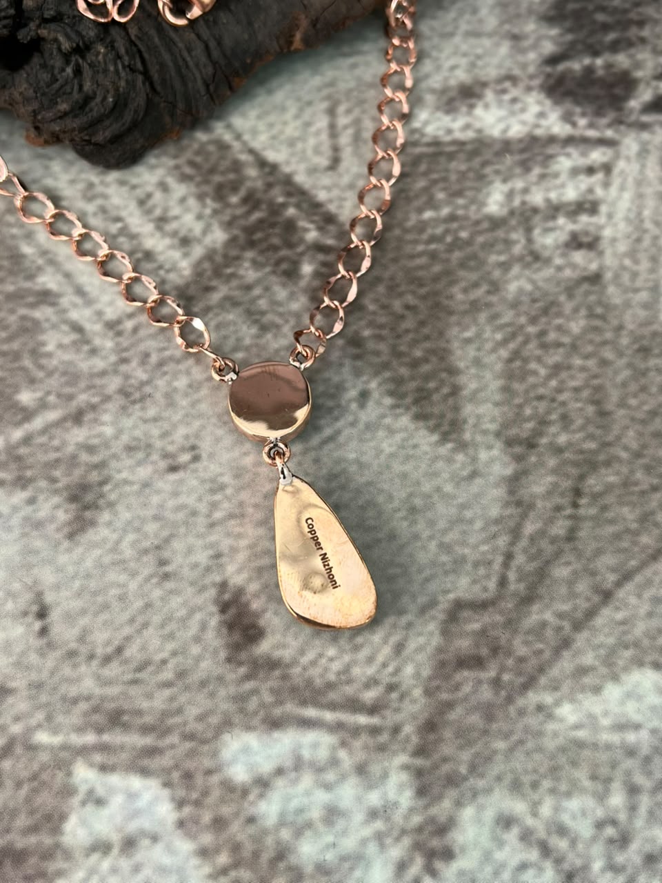 Handmade Hardy Pit Copper Collection: Necklace Signed Nizhoni