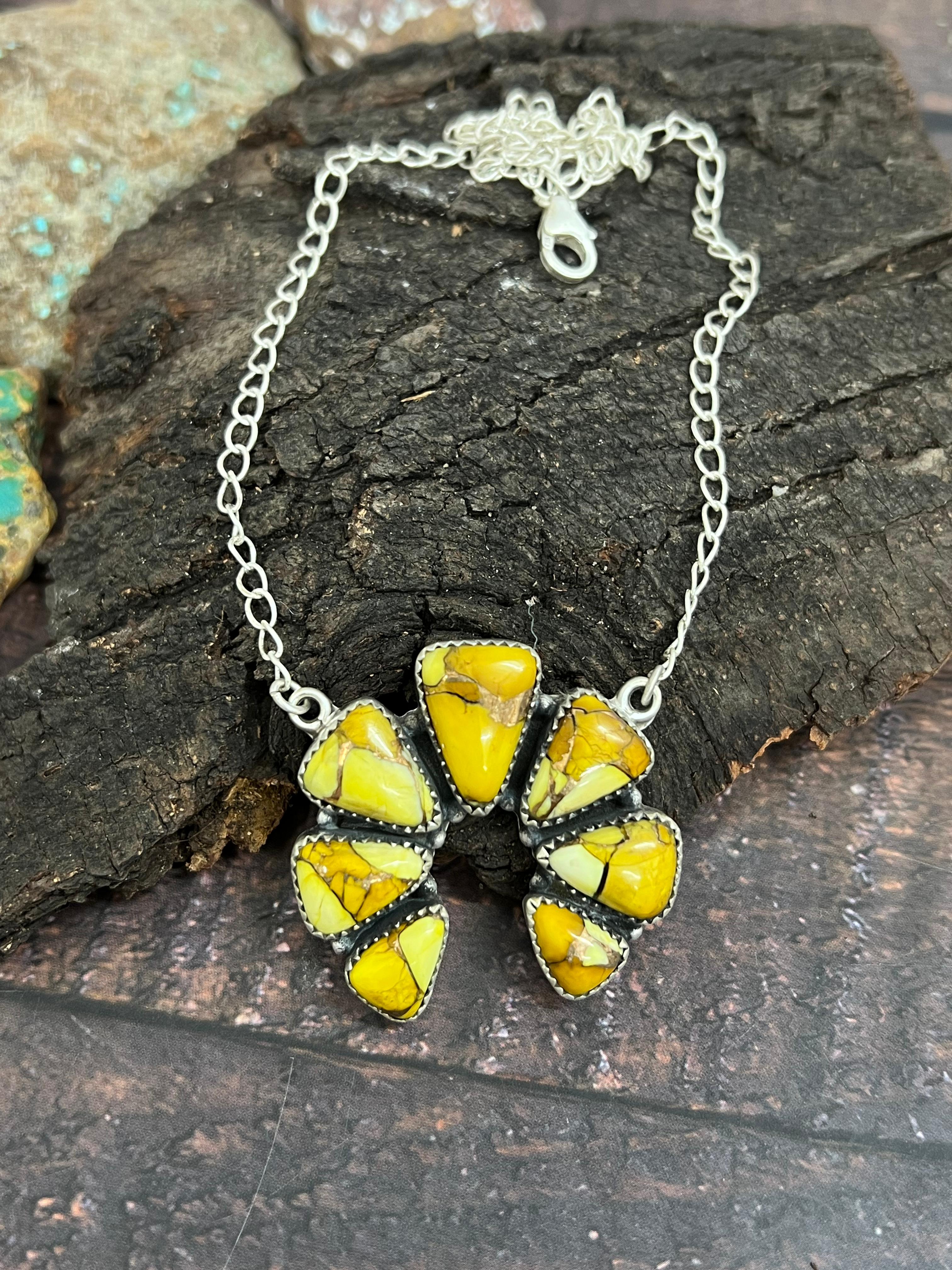 Handmade Sterling Silver Honey Dahlia Naja Necklace with Signed Nizhoni