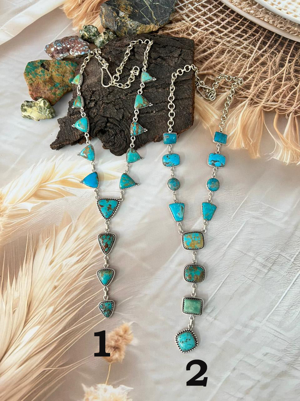 Handmade Sterling Silver Blue Turquoise Necklace "Signed Nizhoni"