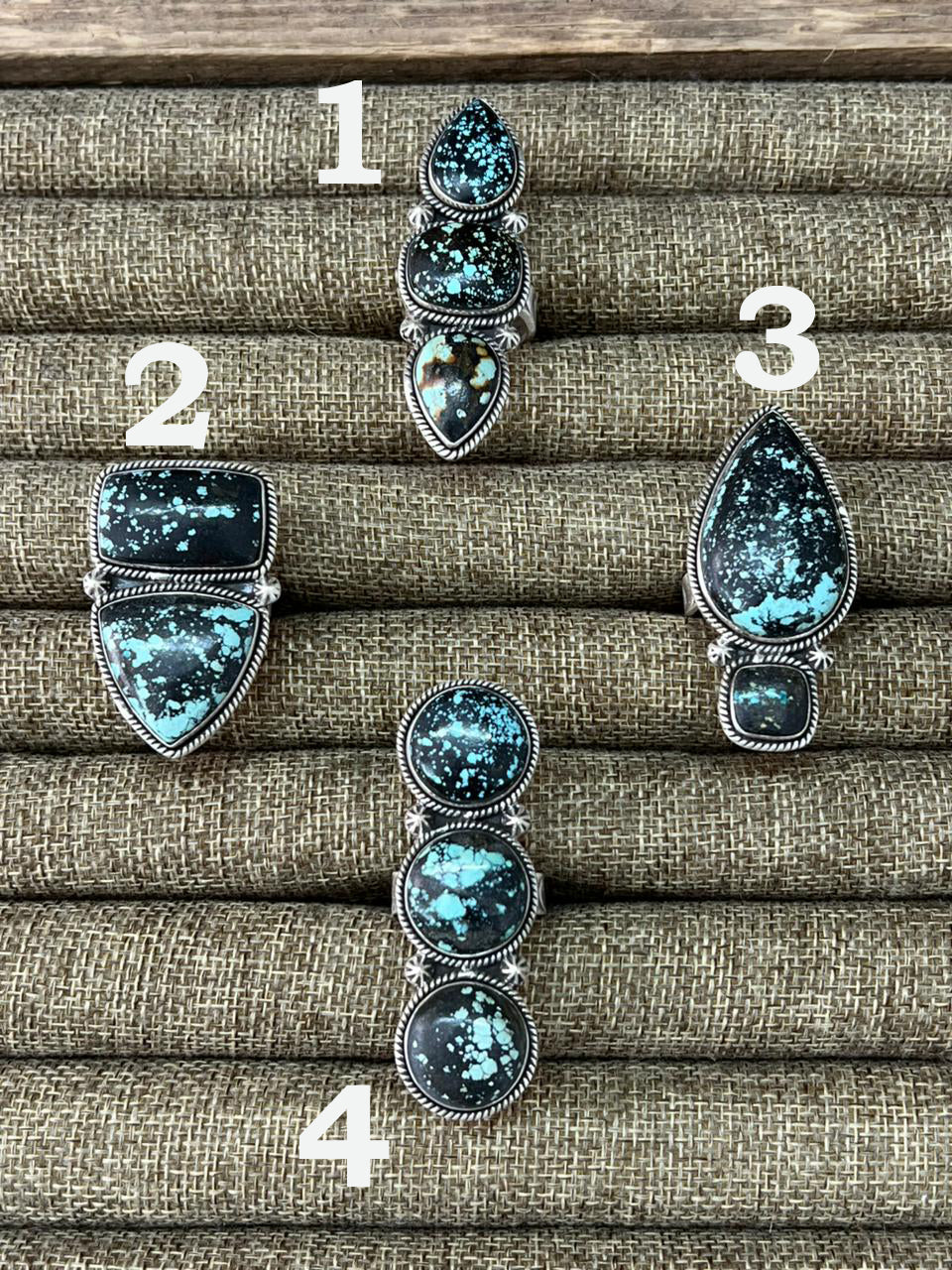 Handmade Sterling Silver Lander Turquoise Adjustable Ring With Signed Nizhoni