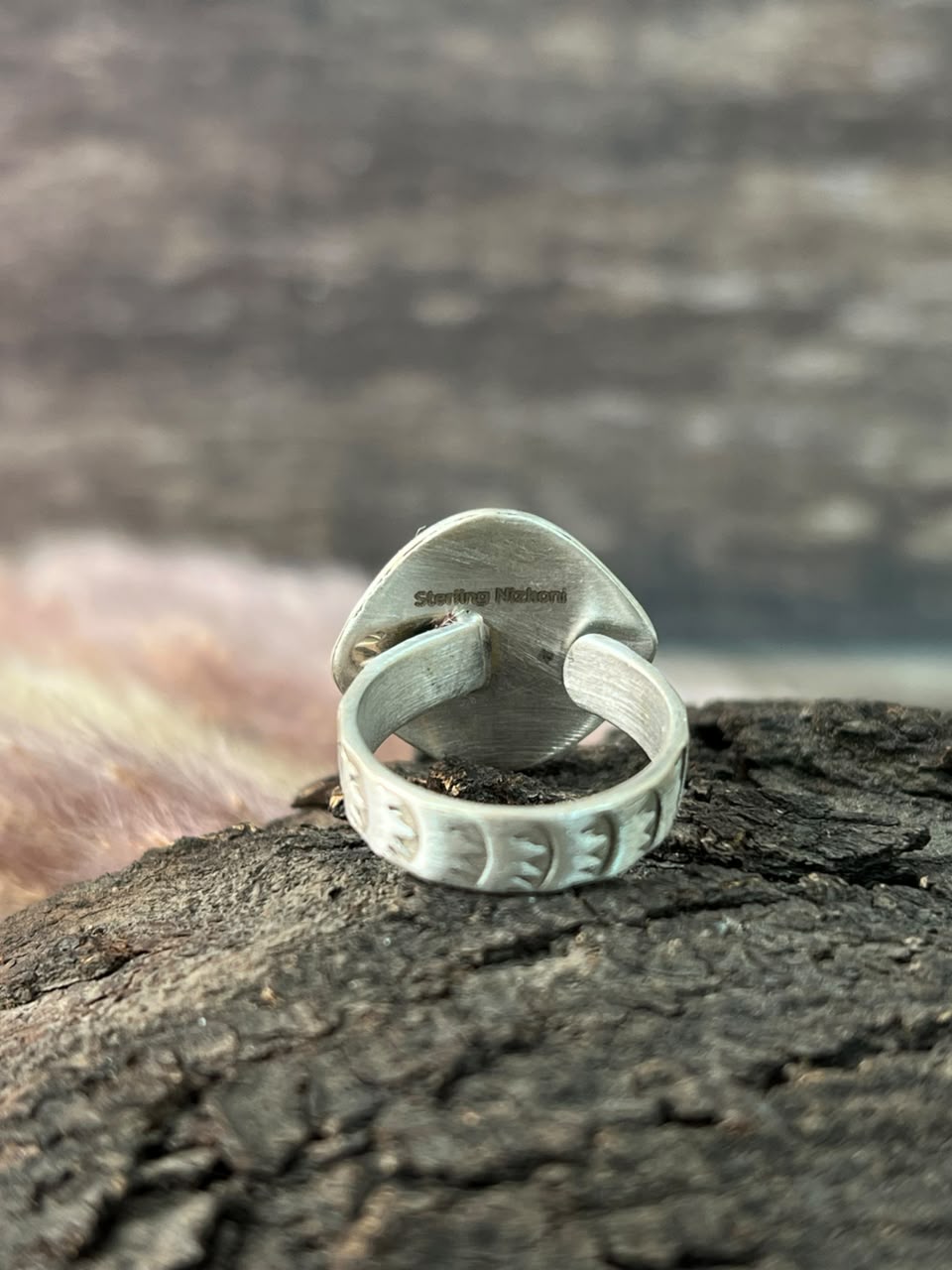Handmade Sterling Silver Mantis Turquoise Adjustable Ring Signed Nizhoni