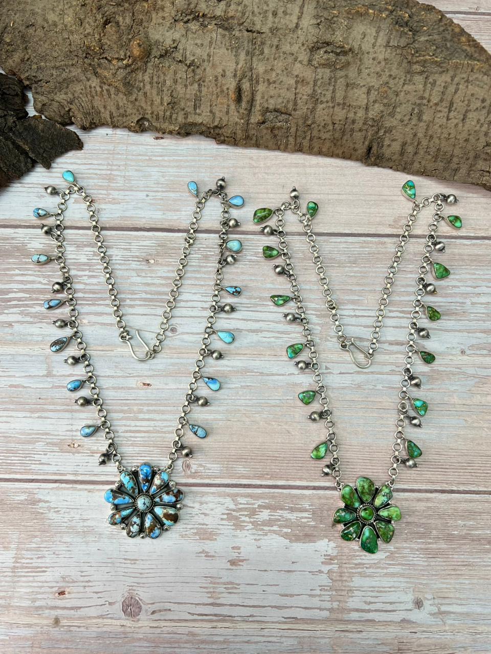 Handmade Sterling Silver Sonoran and Golden Hills Necklace "Signed Nizhoni"