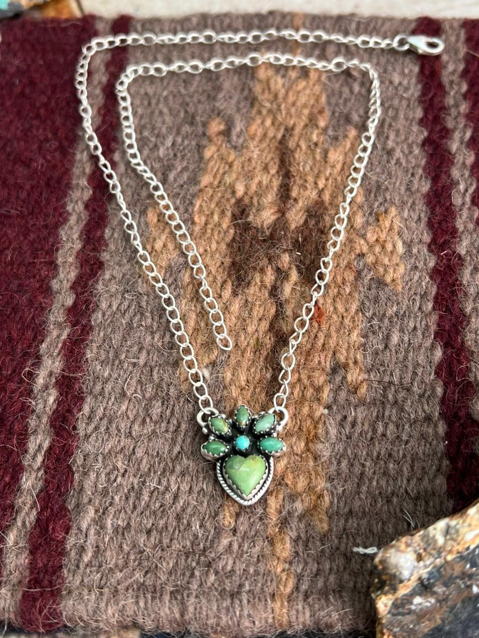 Handmade Sterling Silver Kingman Turquoise Necklace "Signed Nizhoni"