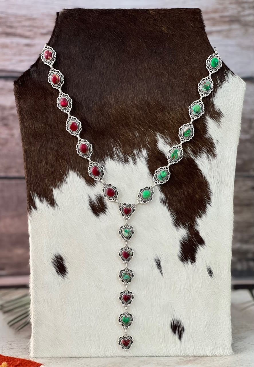 Handmade Sterling Silver Christmas Dahlia Collection: Drop Necklace Signed Nizhoni