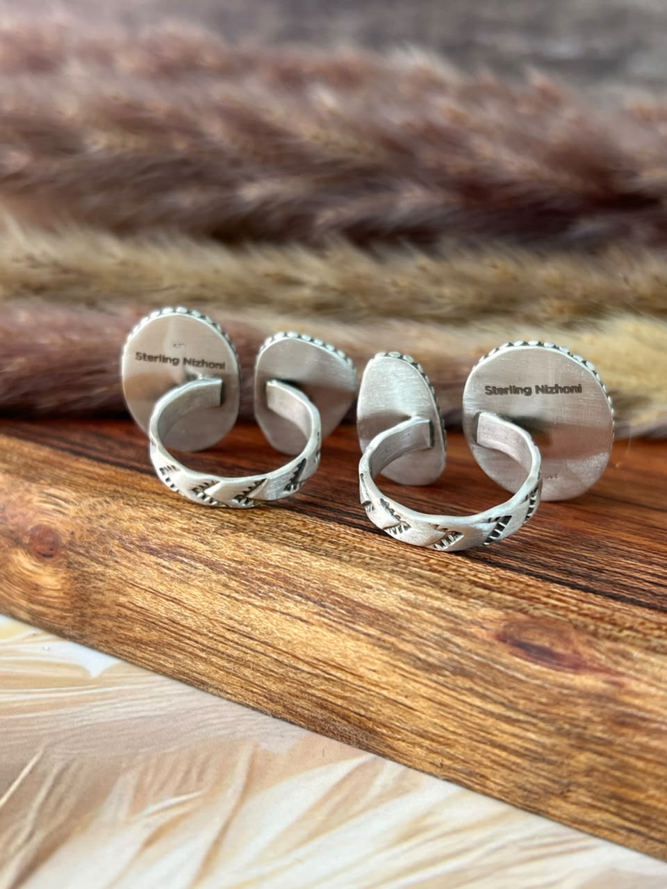 Handmade Sterling Silver Manassa Turquoise Adjustable Ring Signed Nizhoni