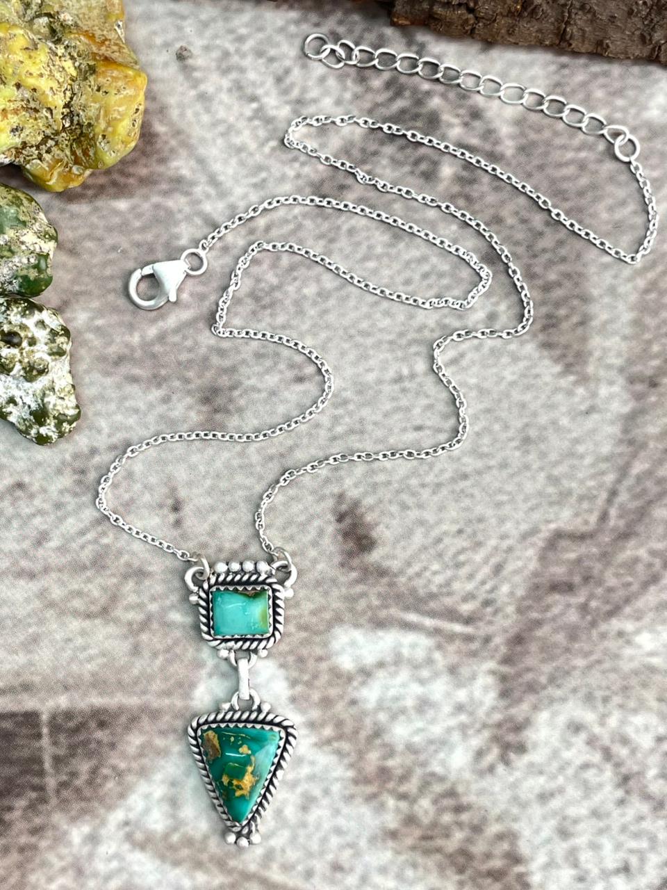 Handmade Sterling Silver Sonoran Mountain Turquoise Necklace "Signed Nizhoni"