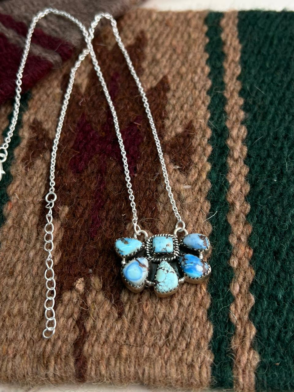 Handmade Sterling Silver Golden Hills Turquoise Necklace "Signed Nizhoni"