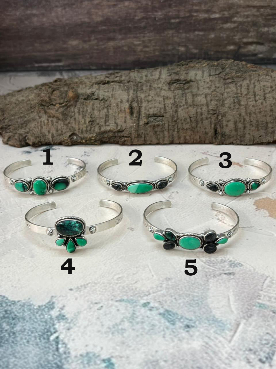 Handmade Sterling Silver Emerald Rose Cuff Bracelet "Signed Nizhoni"