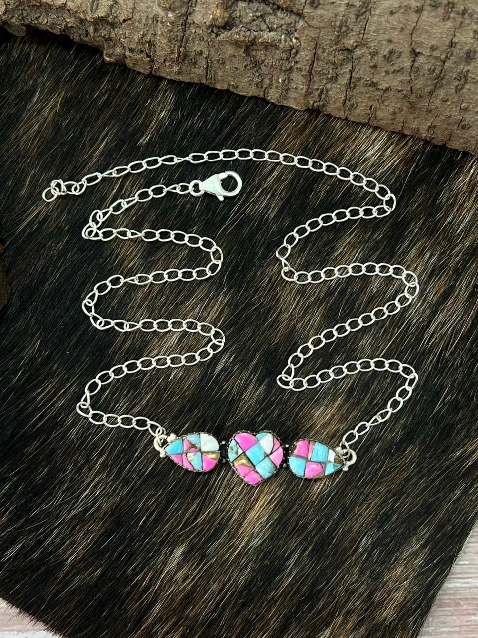 Handmade Sterling Silver Cotton Candy Necklace "Signed Nizhoni"