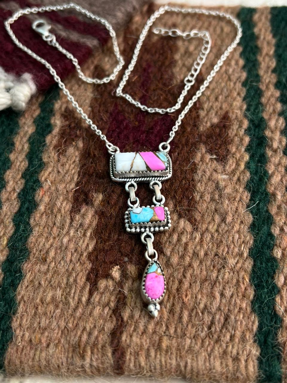 Handmade Sterling Silver Cotton Candy Necklace "Signed Nizhoni"