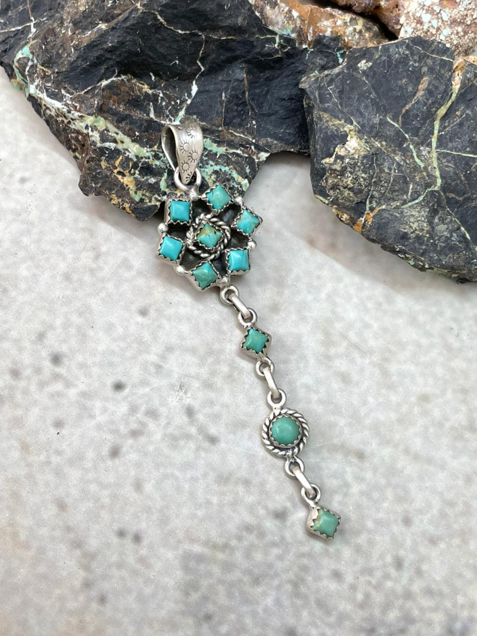 Handmade Sterling Silver Kingman Turquoise Pendant "Signed Nizhoni"