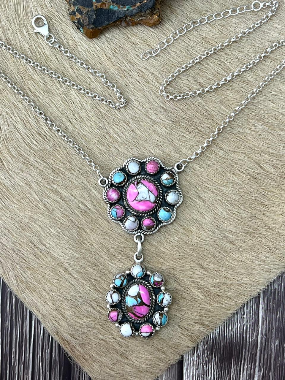 Handmade Sterling Silver Cotton Candy Necklace "Signed Nizhoni"