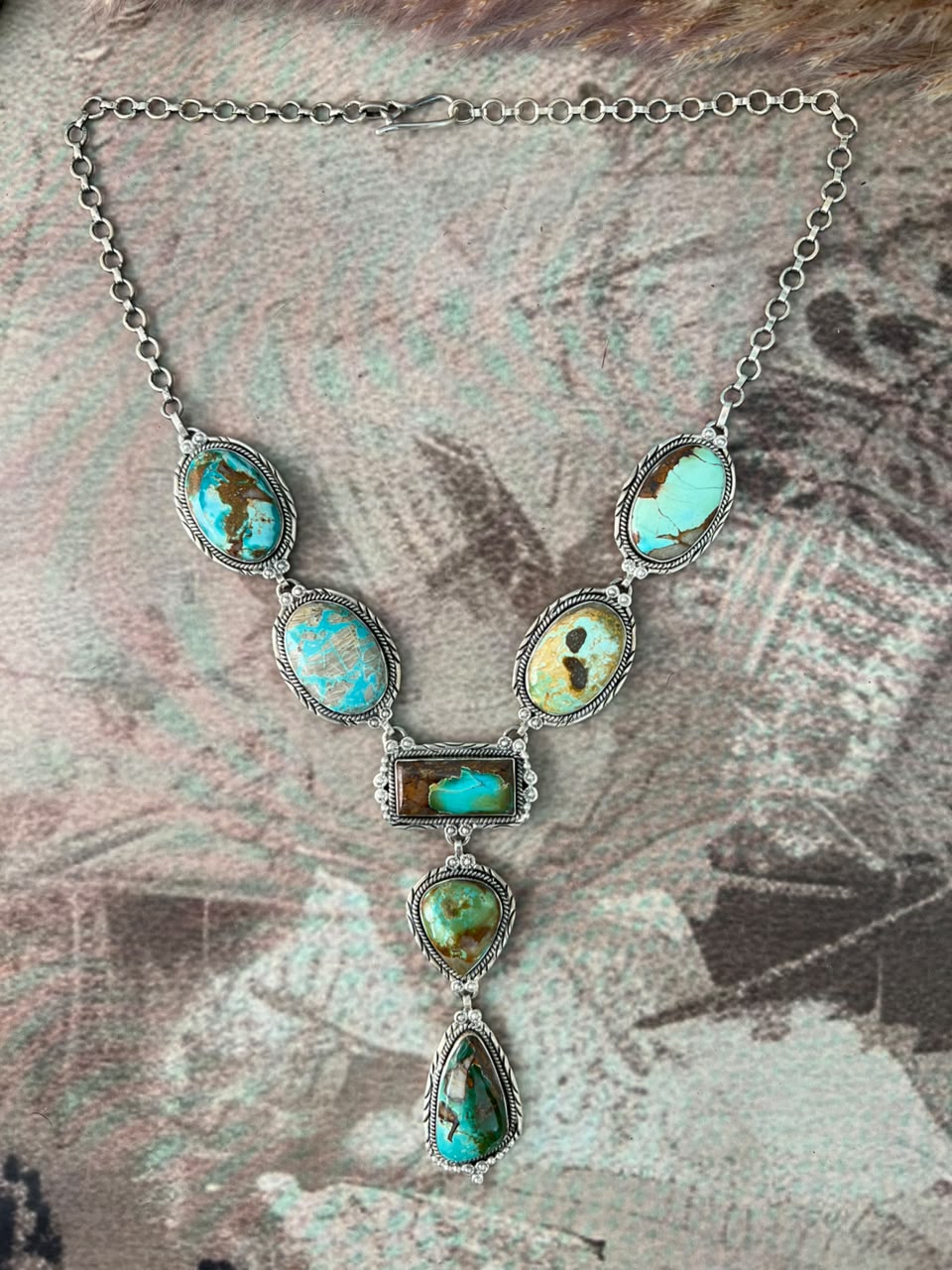 Handmade Sterling Silver Royston Turquoise Necklace Signed Nizhoni