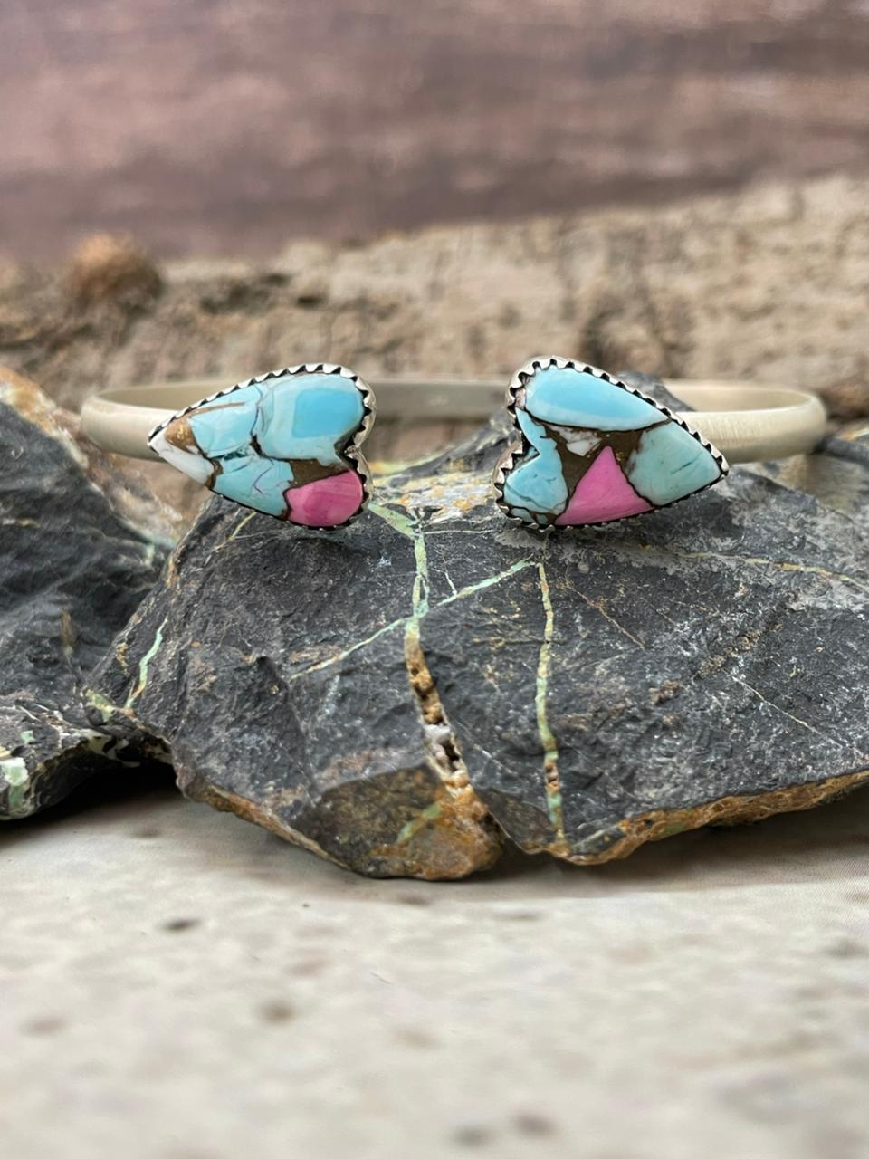 "Heart Collection" Handmade Sterling Silver Cotton Candy Bracelet "Signed Nizhoni"