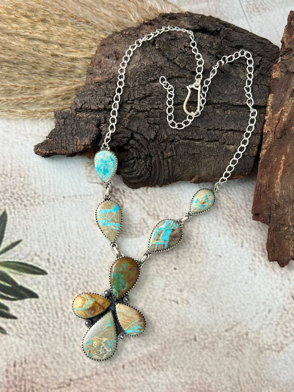 Handmade Sterling Silver Royston Turquoise Necklace Signed Nizhoni