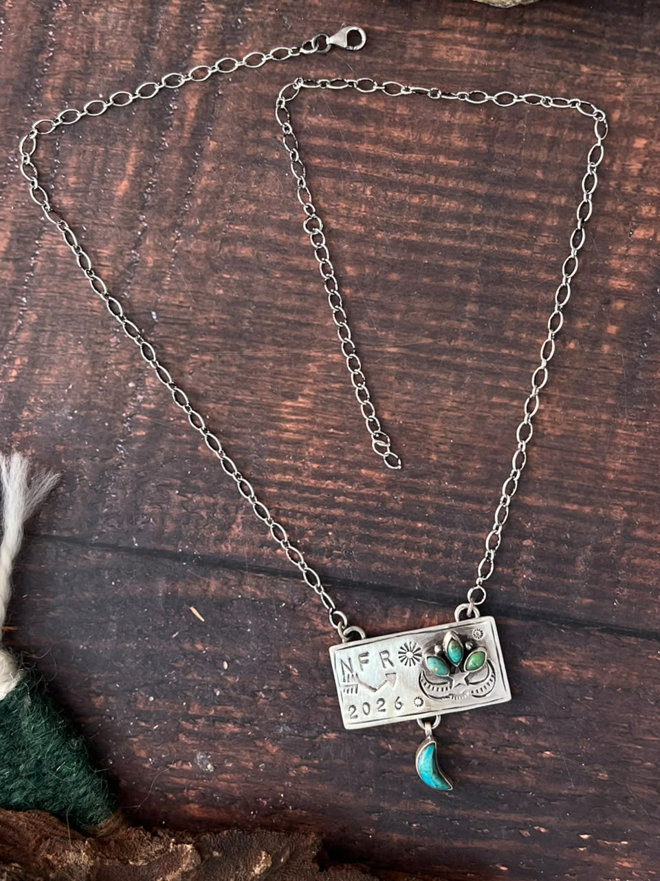 Handmade Sterling Silver Kingman Turquoise NFR Collection: Necklace Signed Nizhoni