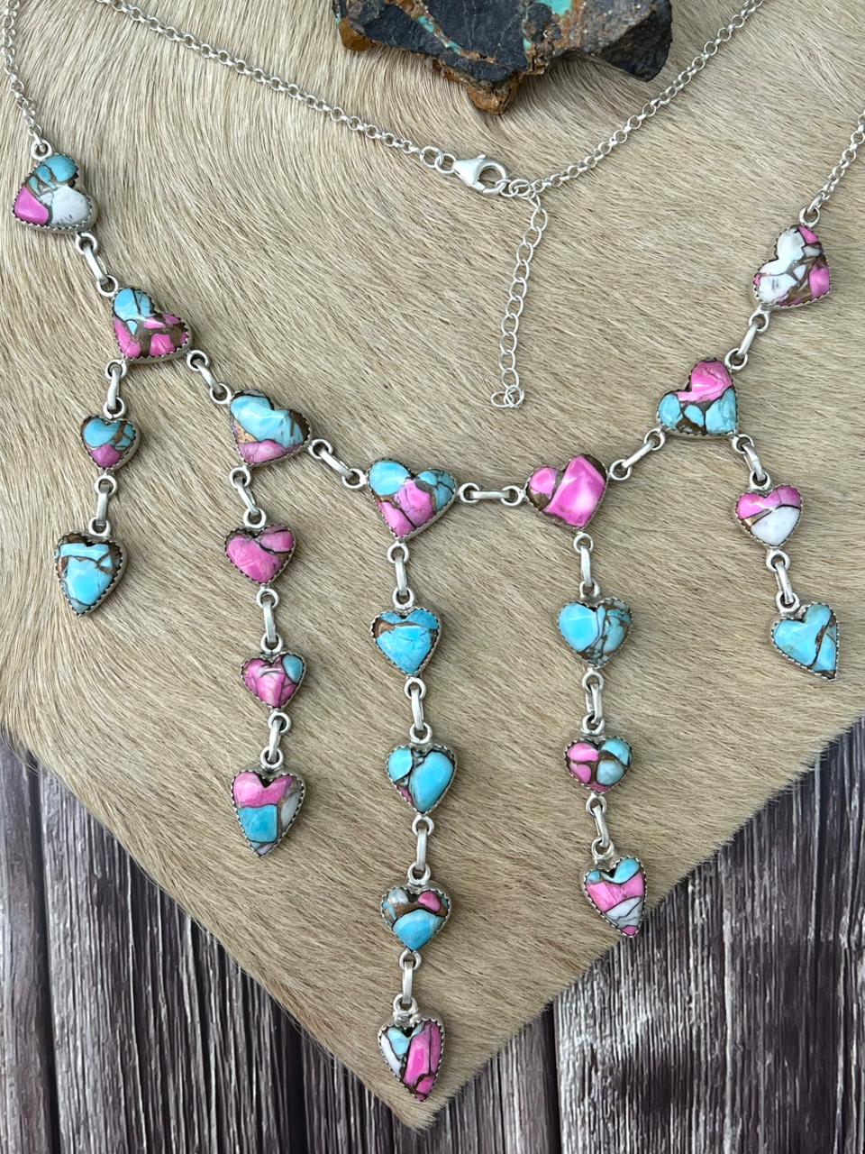 Handmade Sterling Silver Cotton Candy Necklace "Signed Nizhoni"