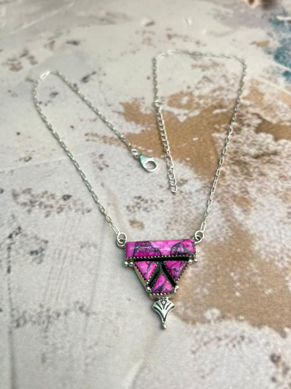 Handmade Sterling Silver Cherry Blossom Necklace "Signed Nizhoni"