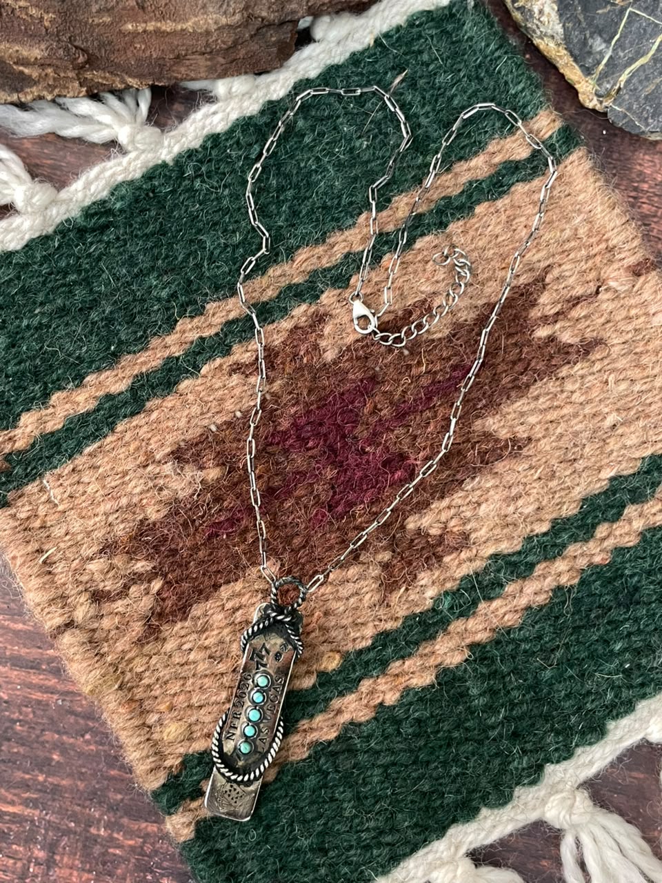 Handmade Sterling Silver Kingman Turquoise NFR Collection: Necklace Signed Nizhoni