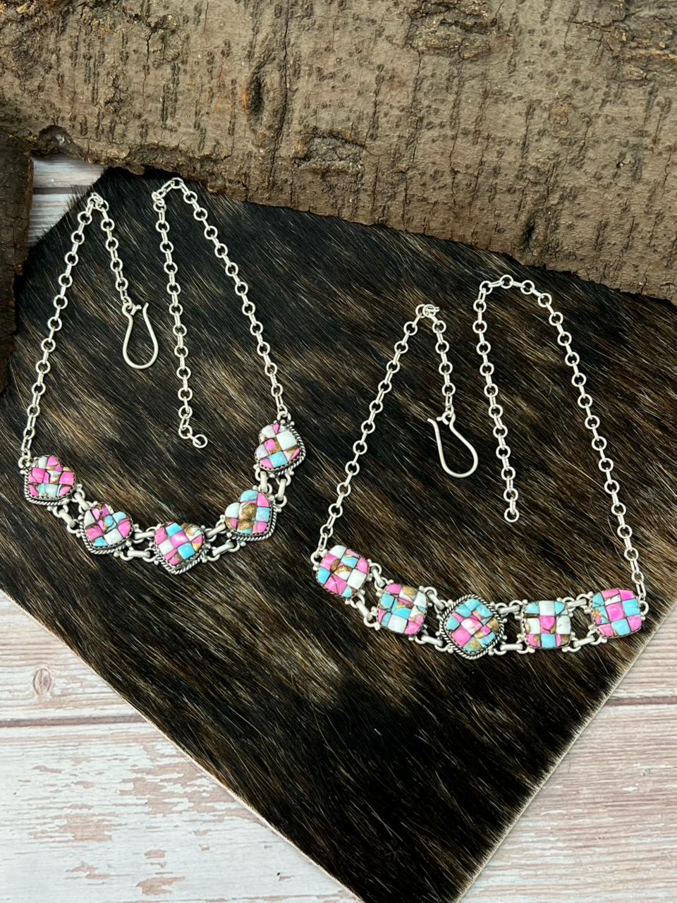 Handmade Sterling Silver Cotton Candy Necklace "Signed Nizhoni"