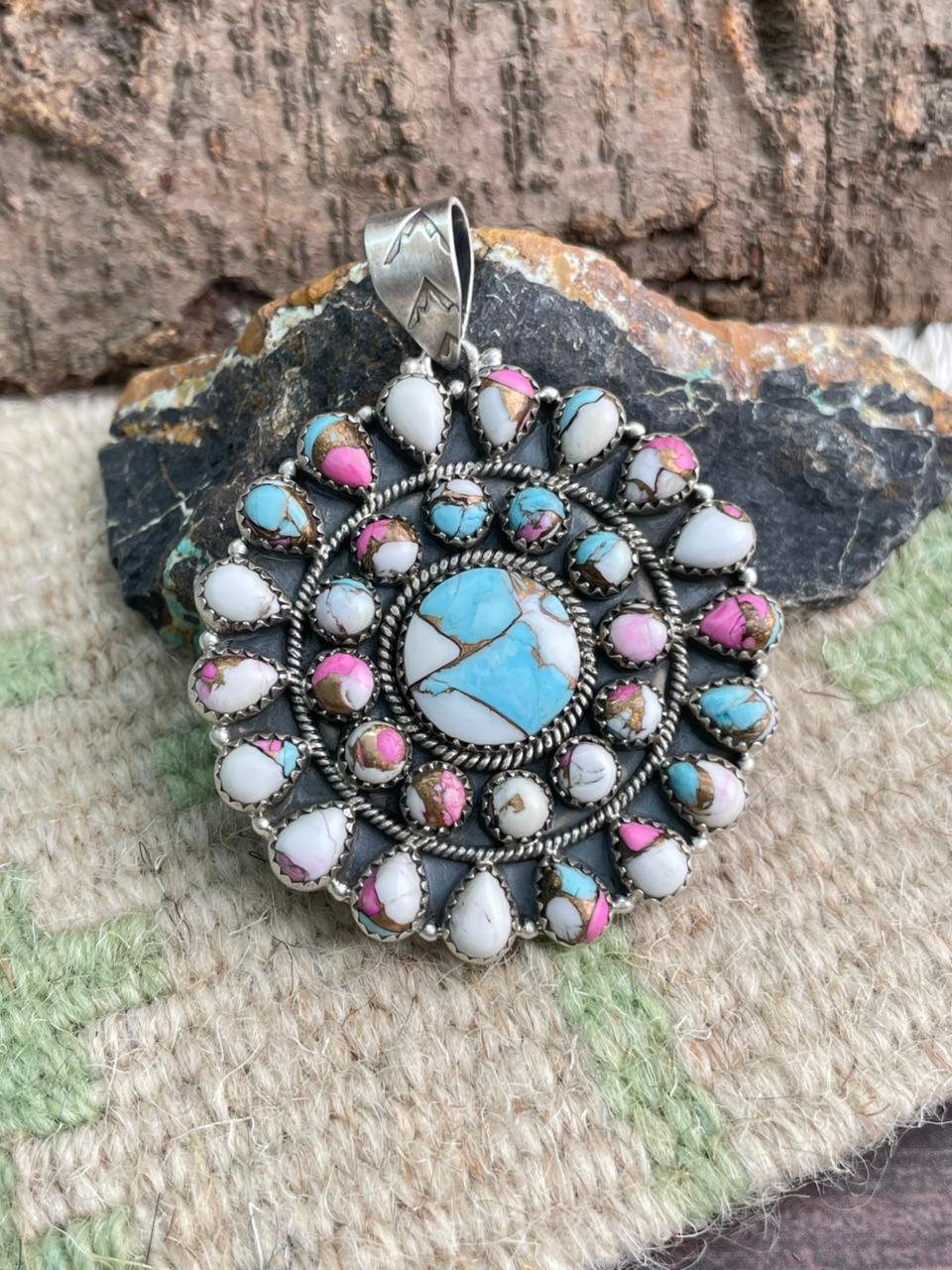 Handmade Sterling Silver Cotton Candy Pendant "Signed Nizhoni"