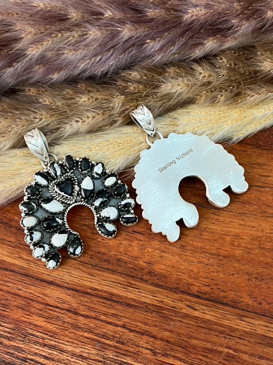 Handmade Sterling Silver White Buffalo Naja Pendant Signed Nizhoni