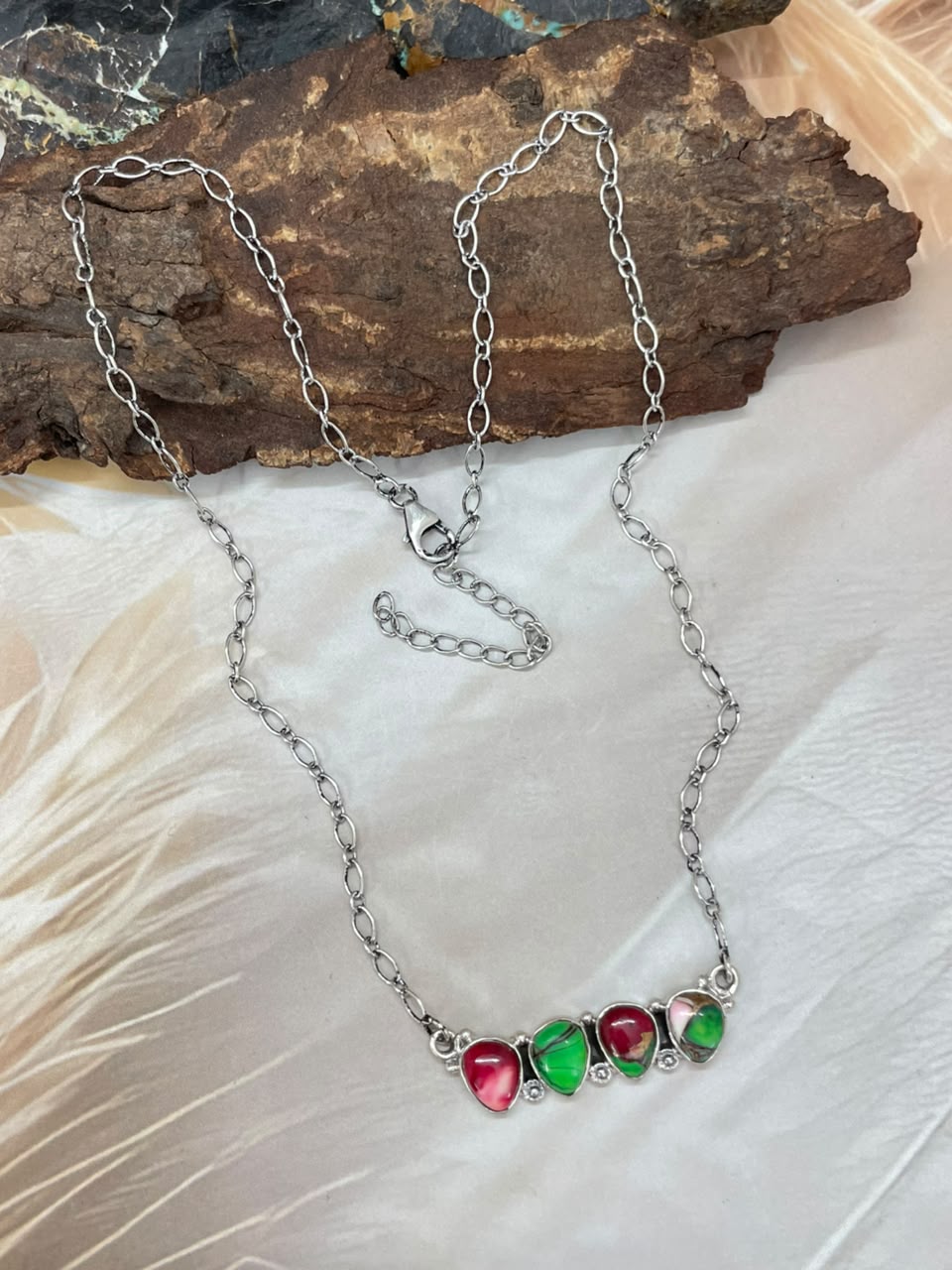 Handmade Sterling Silver Christmas Dahlia Collection: Necklace Signed Nizhoni