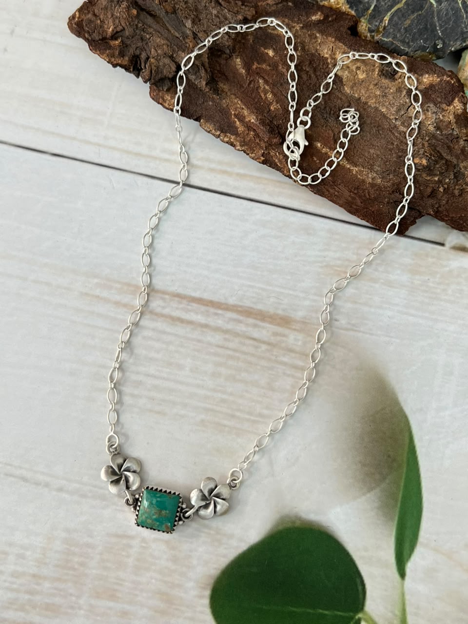 Handmade Sterling Silver Cripple Creek Turquoise Necklace Signed Nizhoni